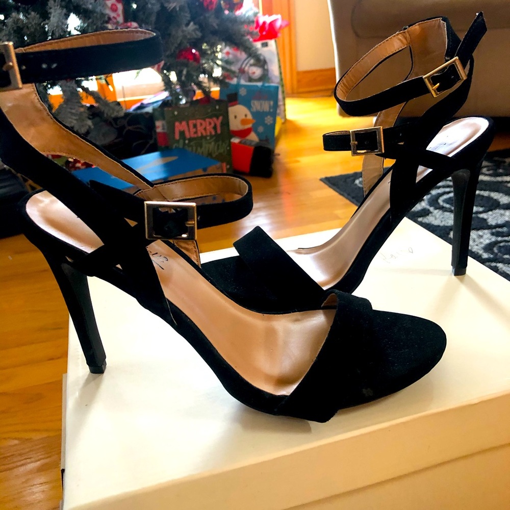 Double Buckle Black Heels